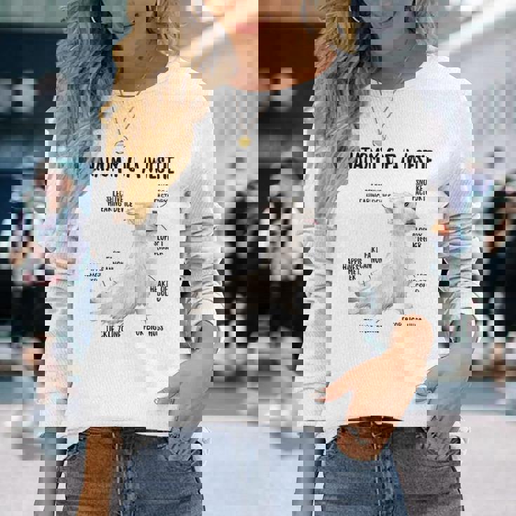 ウエスト・ハイランド・ホワイト・テリア犬の子犬ウェスティの解剖学 長袖Tシャツ 彼女への贈り物