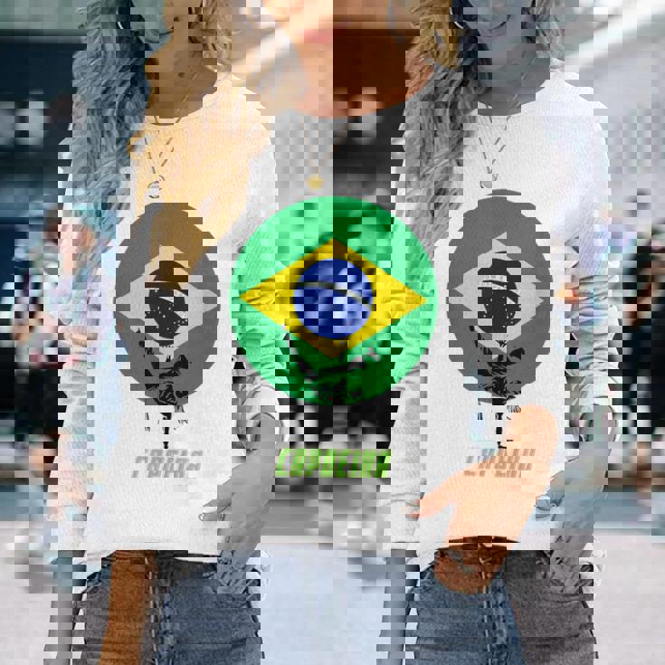 カポエイラ ブラジル国旗 長袖Tシャツ 彼女への贈り物