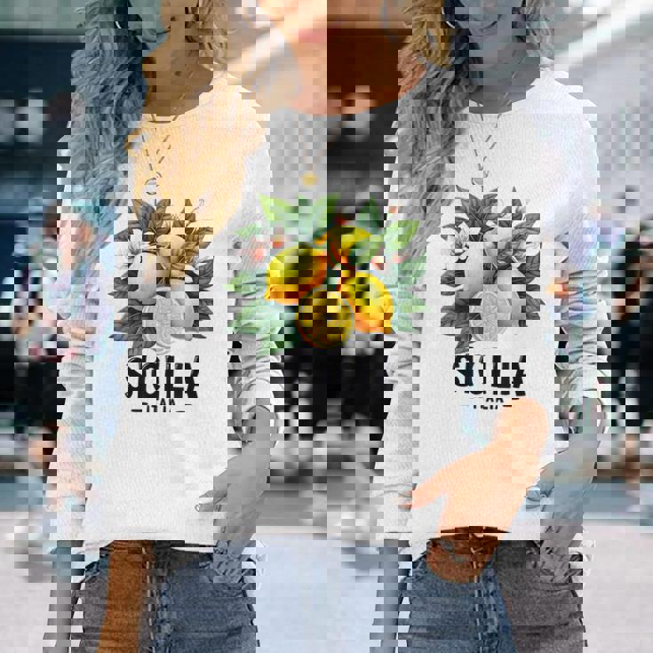 シチリア イタリア シチリア イタリア フレッシュ イタリアン レモン シチリア 長袖Tシャツ 彼女への贈り物