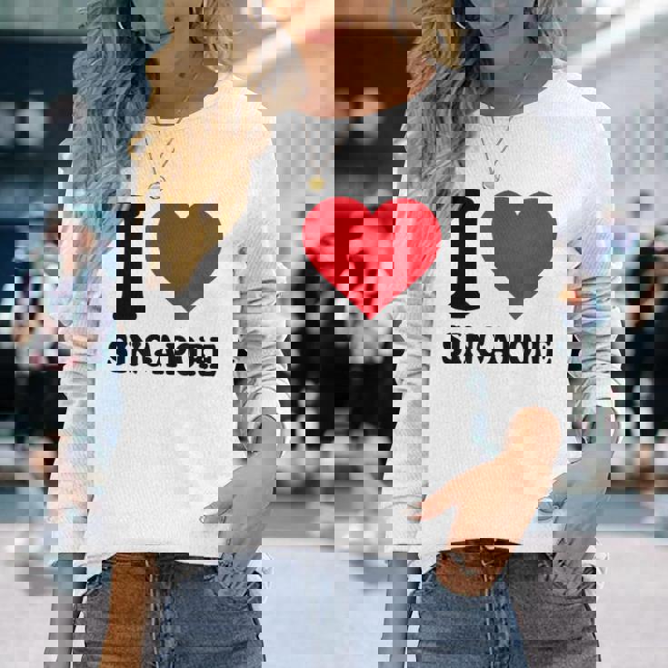 シンガポールへの愛をシンプルに伝える一枚 長袖Tシャツ 彼女への贈り物