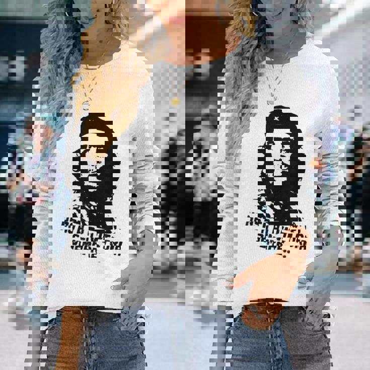 チェ・ゲバラ・キューバ革命「ハスタ・ラ・ヴィクトリア・シェンプレ」 長袖Tシャツ 彼女への贈り物