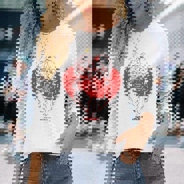 チャッキー＆ティファニーティル・デス・ドゥ・アス・パート・バレンタイン 長袖Tシャツ 彼女への贈り物