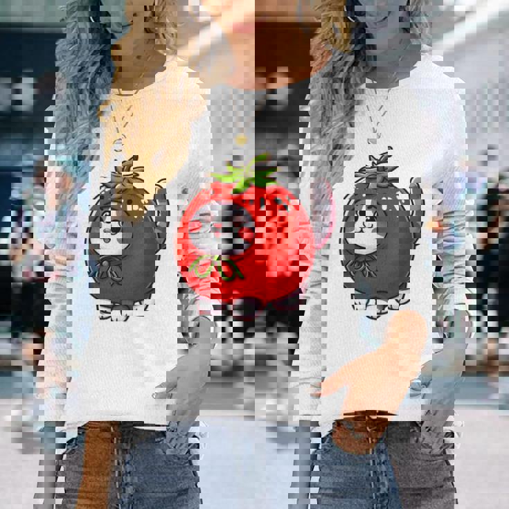 トマトの猫 コスチューム 長袖Tシャツ 彼女への贈り物