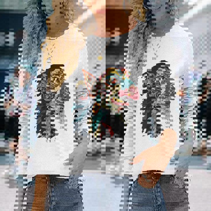 ババヤガ 神話 グラフィック ファンタジー イラスト ババヤガ 長袖Tシャツ 彼女への贈り物