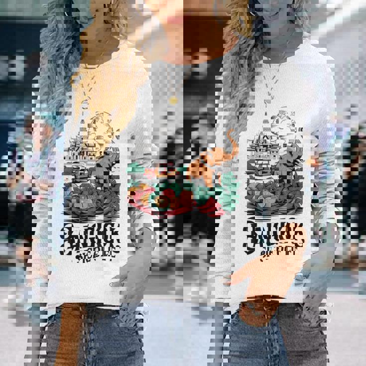 バンコク タイ 象 寺 果物 お土産 長袖Tシャツ 彼女への贈り物