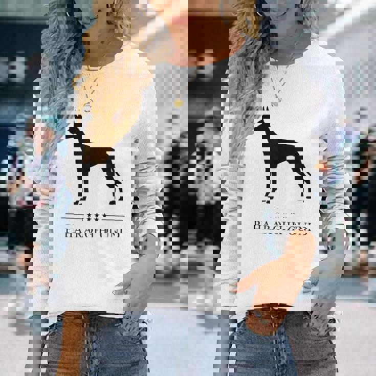 ファラオハウンド ブラック シルエット 長袖Tシャツ 彼女への贈り物