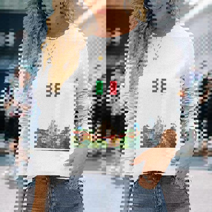 ミラノ お土産 イタリア 旅行 ミラノ バケーション イタリア国旗 長袖Tシャツ 彼女への贈り物