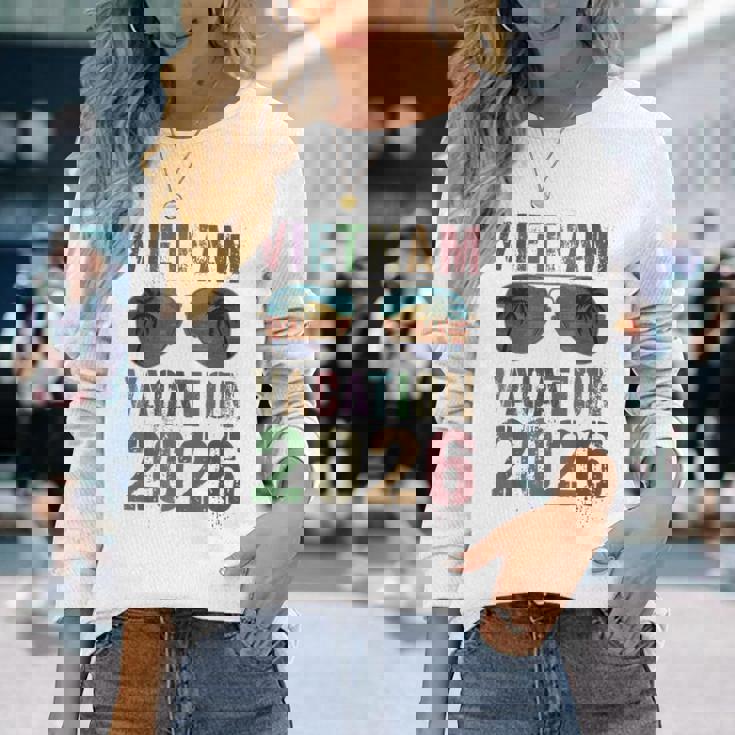 レトロ ベトナム バケーション 2026 旅行 ビーチ 旅行 マッチング 長袖Tシャツ 彼女への贈り物