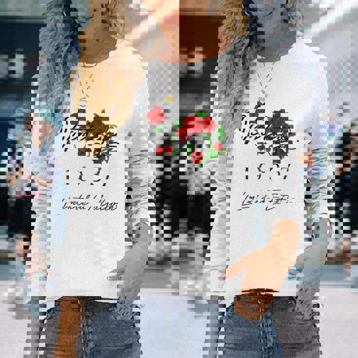 ヴィンテージ 89歳の誕生日 デコレーション ヴィンテージ 1937 89歳 長袖Tシャツ 彼女への贈り物