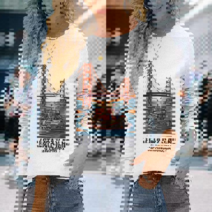 ヴィンテージ アルカトラズ島 サンフランシスコ ゴールデンゲート ベイエリア 長袖Tシャツ 彼女への贈り物