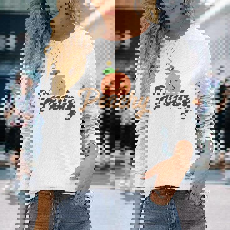 桃 かわいい 可愛い 服 桃 イラスト 長袖Tシャツ 彼女への贈り物