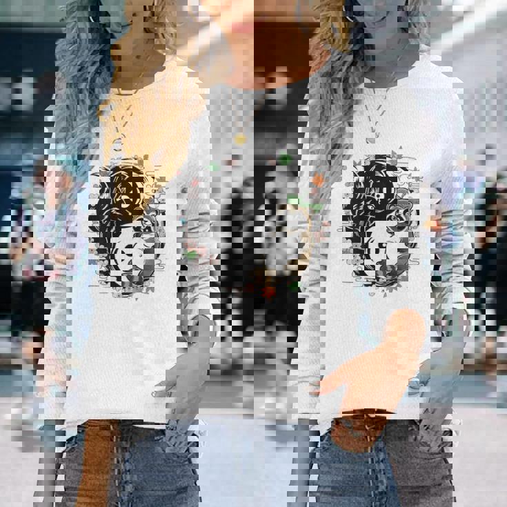 狸と狐 太極図 たぬき きつね 長袖Tシャツ 彼女への贈り物