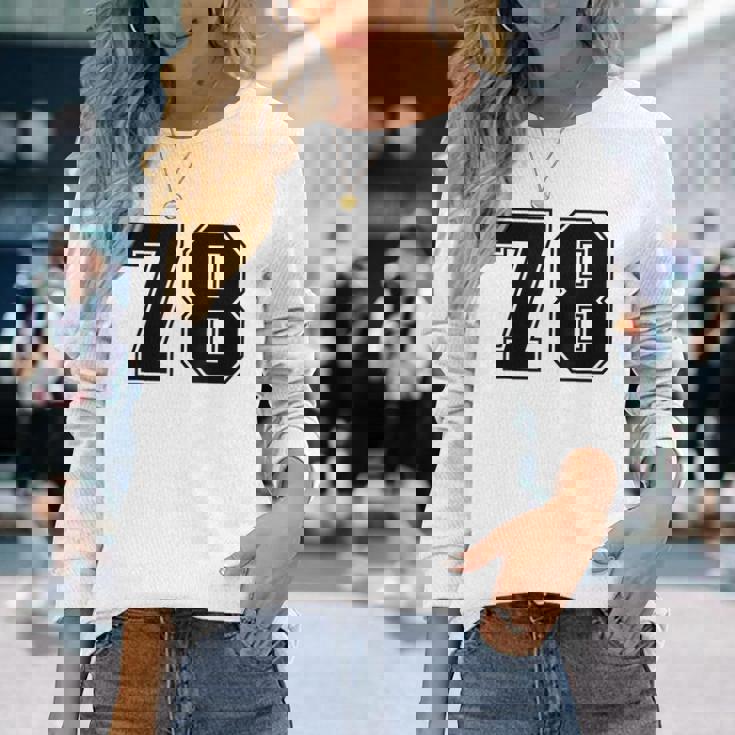 番号 78 ブラック スポーツファン ジャージ ナンバー 長袖Tシャツ 彼女への贈り物