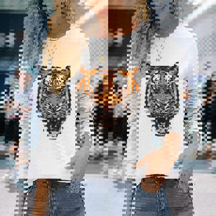 虎の肖像画 虎の恋人 野生動物 森の恋人 長袖Tシャツ 彼女への贈り物