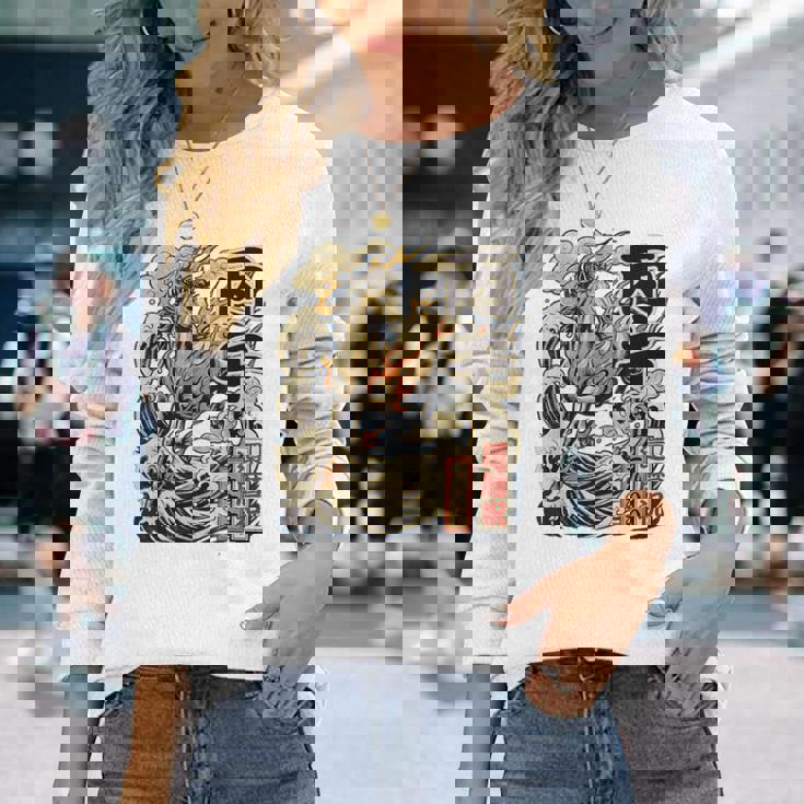 還暦 60歳 丙午 1966年生まれ 火の馬 和柄 波と炎の馬 ヴィンテージ 祝い デザイン 長袖Tシャツ 彼女への贈り物