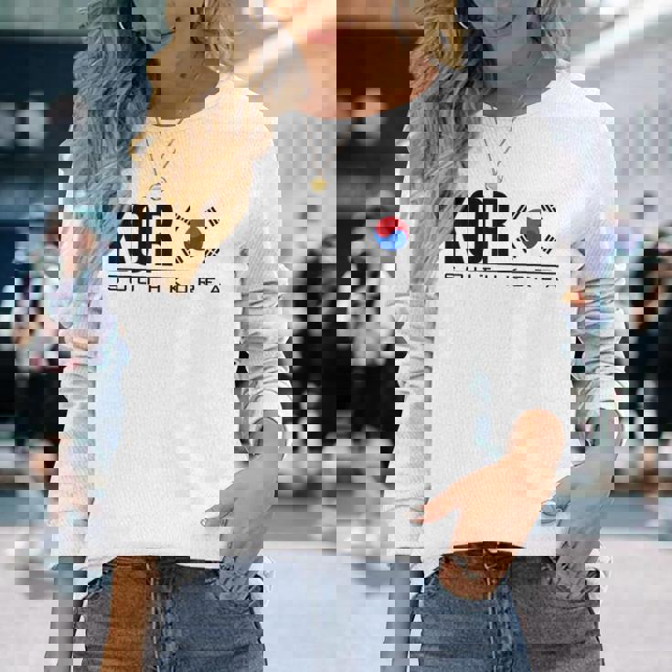 韓国国旗 韓国スポーツゲーム アスレチックジャージースタイル 長袖Tシャツ 彼女への贈り物