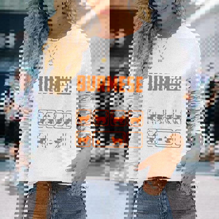 頑固なビルマの猫 トリックおもしろ子猫愛好家 長袖Tシャツ 彼女への贈り物