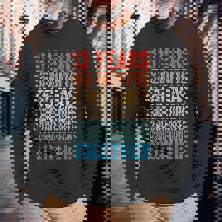13年目の記念日 彼 彼女 カップル 13回目の結婚 長袖Tシャツ 高齢者への贈り物