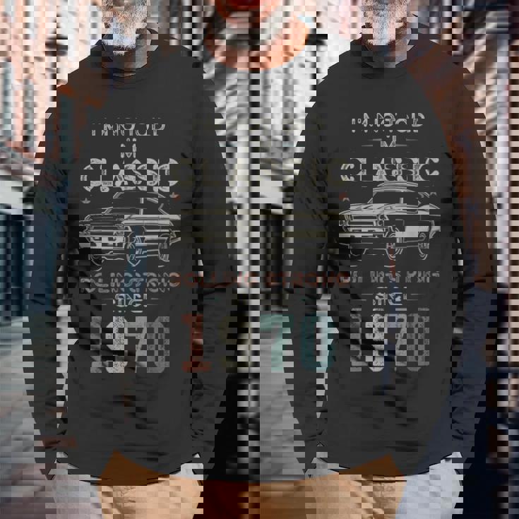 1970年生まれ、56歳の誕生日 クラシックカー 長袖Tシャツ 高齢者への贈り物