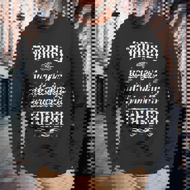 2年 結婚記念日 結婚 結婚記念日 結婚記念日 結婚結婚式 長袖Tシャツ 高齢者への贈り物