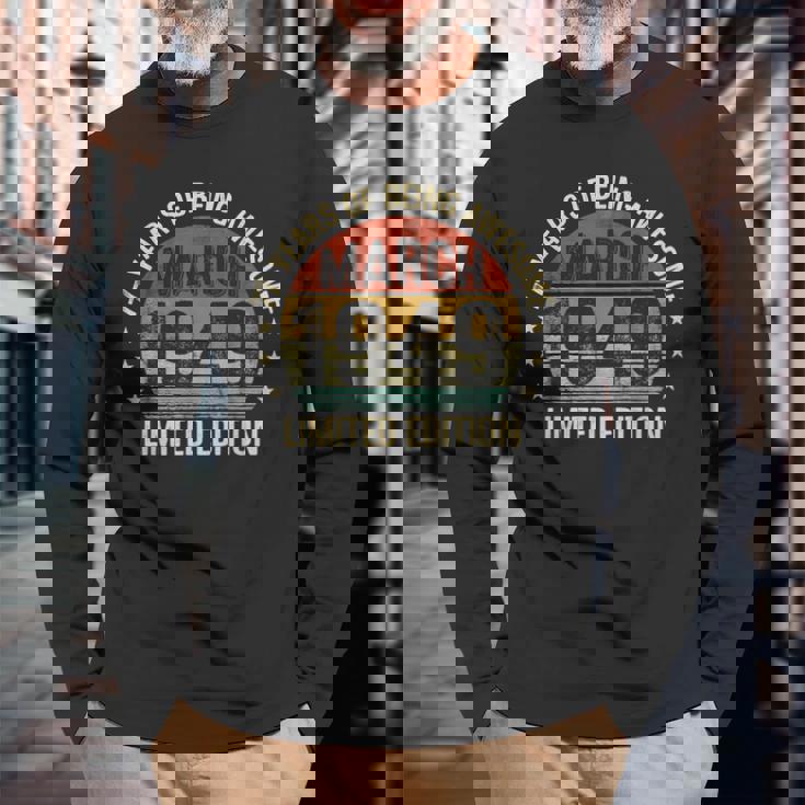 3月の誕生日 Est 1949 限定版 ヴィンテージ 77歳 長袖Tシャツ 高齢者への贈り物