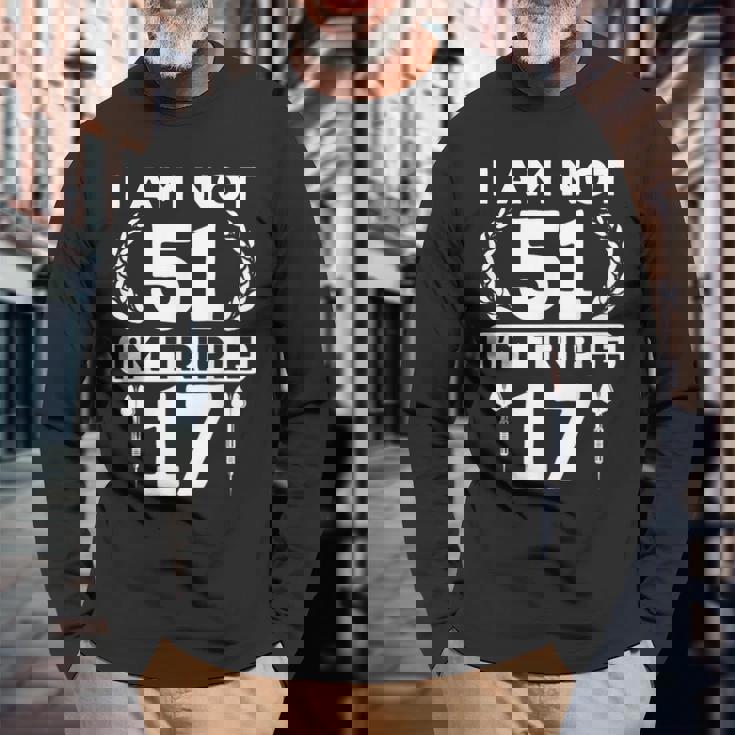 51歳の誕生日 ダーツプレイヤー おもしろダーツ 長袖Tシャツ 高齢者への贈り物