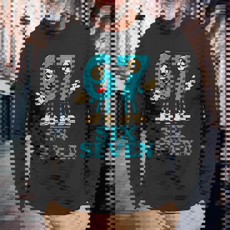 67 シックスセブン 6-7 面白いイタリアンブレインロットスラングゲームミーム 長袖Tシャツ 高齢者への贈り物