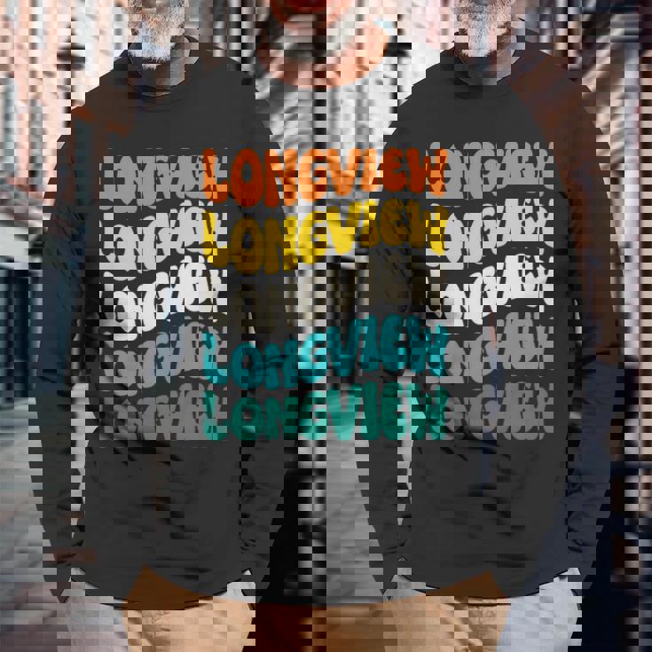 70S Longview 70年代のロングビュー 長袖tシャツ 長袖Tシャツ 高齢者への贈り物