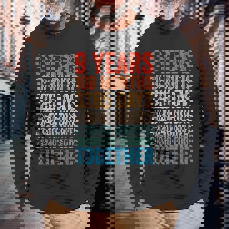 9年目の記念日 彼 彼女 カップル 9回目の結婚 長袖Tシャツ 高齢者への贈り物