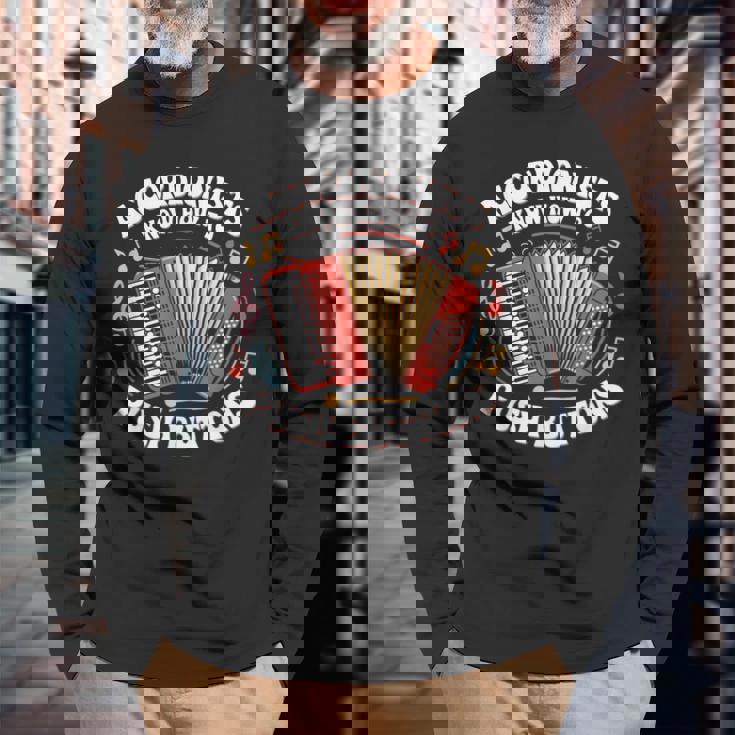 Accordionists Know How To Push Buttons 面白い レトロ アコーディオン 長袖Tシャツ 高齢者への贈り物