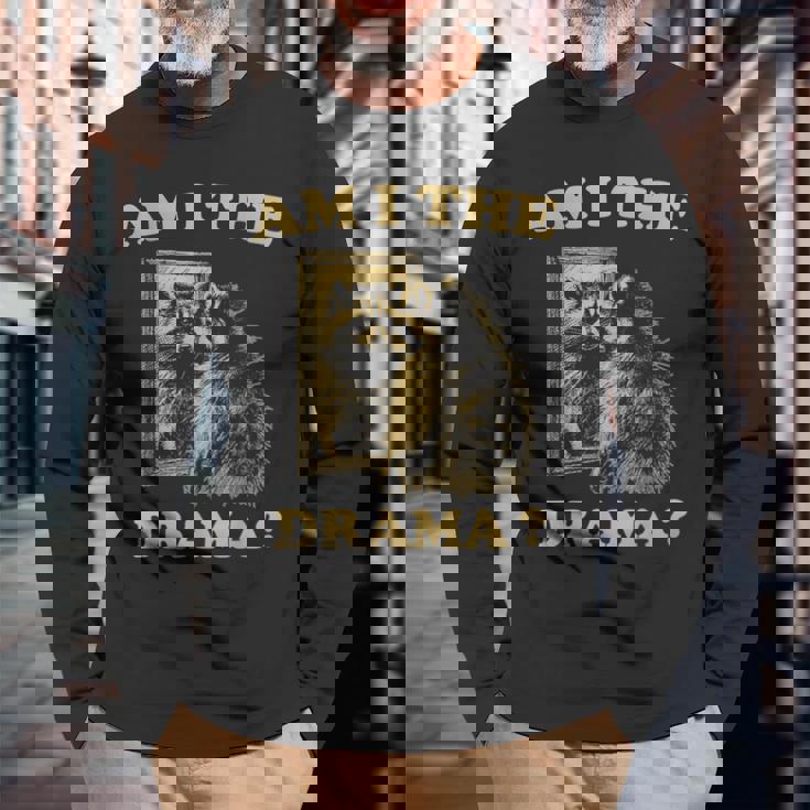 Am I The Drama Raccoon Unhinged Meme 陽気なアライグマのミーム 長袖Tシャツ 高齢者への贈り物