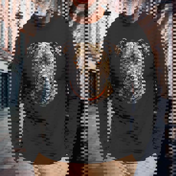 American Pitbull Dog アメリカンピットブル 長袖Tシャツ 高齢者への贈り物