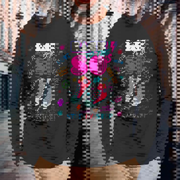 Back To 80'S ヴィンテージレトロi Love 80年代グラフィックデザイン 長袖Tシャツ 高齢者への贈り物