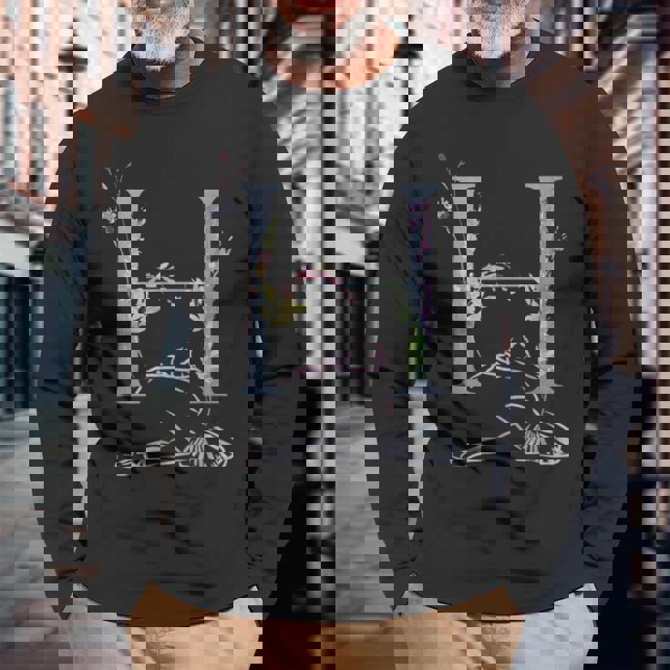 Balla バレリーナ イニシャル 名前 H、ダンス、モノグラム、バレエ 長袖Tシャツ 高齢者への贈り物