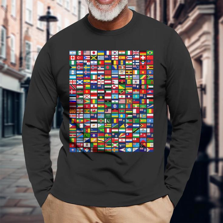 Banderas Del Mundo Banderas Internacionales Banderas De País Para Niños Camiseta de manga larga Regalos para ancianos