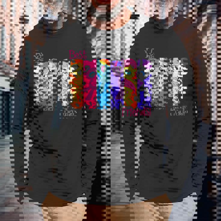 Best Friend レトロレインボーダッシュフラッターシャイレアリティ 長袖Tシャツ 高齢者への贈り物