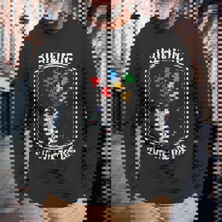 Building Connection Astronaut Autism 長袖Tシャツ 高齢者への贈り物