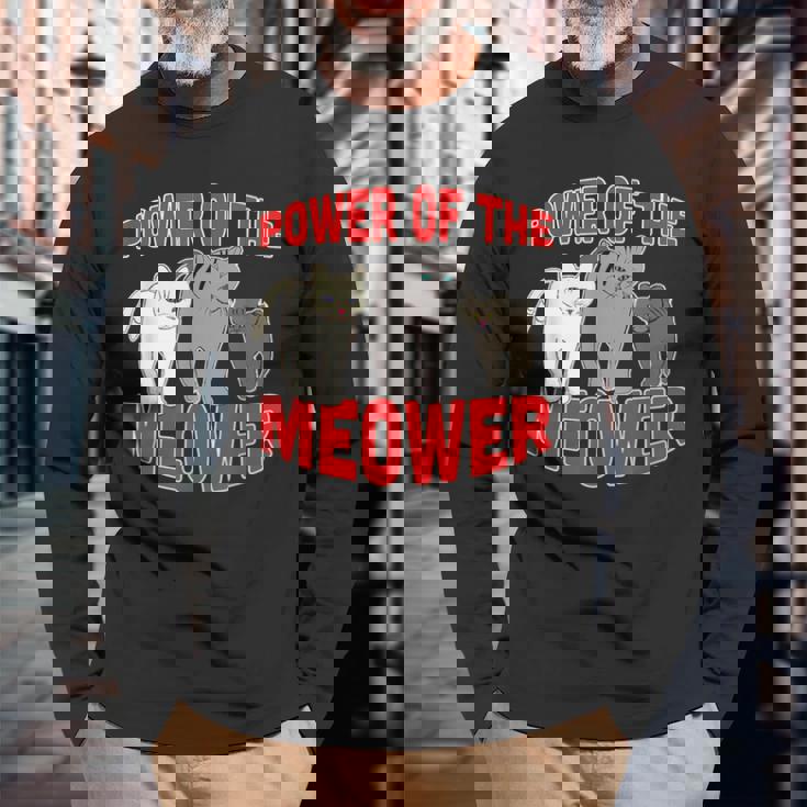 Catuperheros Power Of The Meower Feline Bossestrut Meow 長袖Tシャツ 高齢者への贈り物