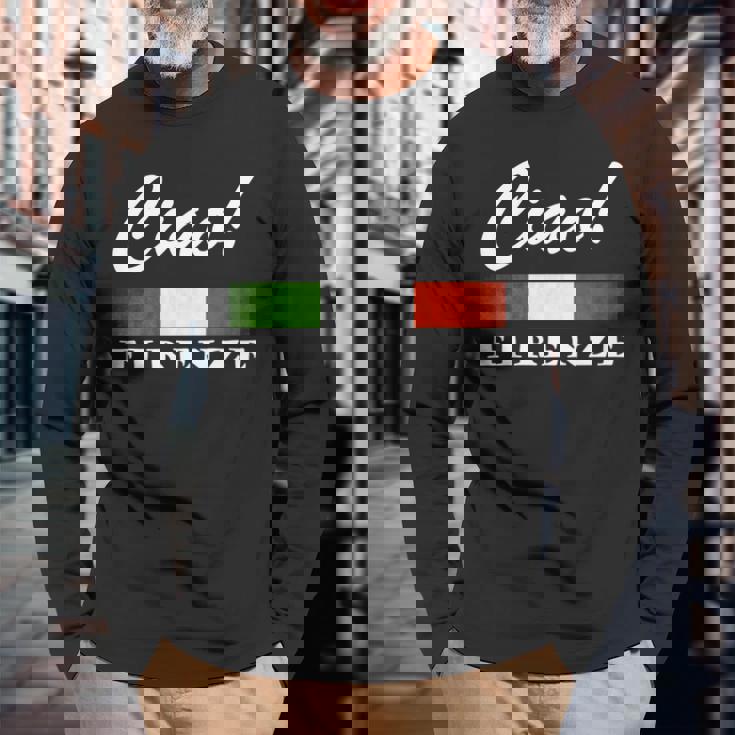 Ciao Italia トリコローレ イタリア国旗 フィレンツェ フィレンツェ イタリア 長袖tシャツ 長袖Tシャツ 高齢者への贈り物