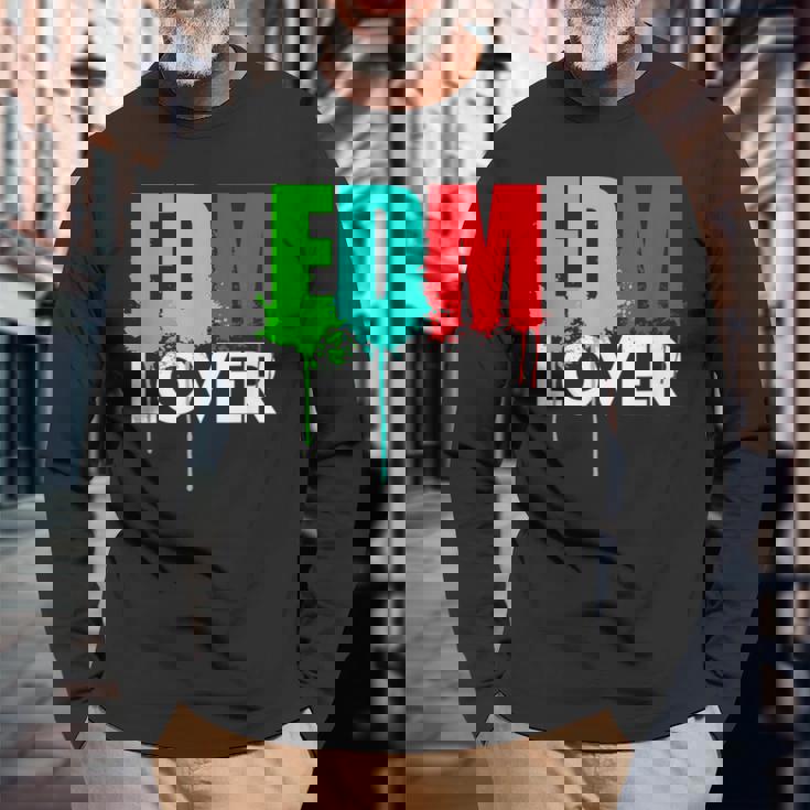 Cute Edm Cool Edm Lover Rave ホワイトインク 長袖Tシャツ 高齢者への贈り物