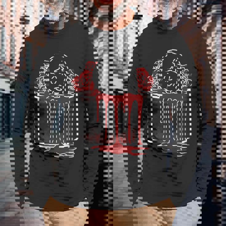 Deathcake バースデーケーキテーマ ケーキローズ ハロウィン 長袖Tシャツ 高齢者への贈り物