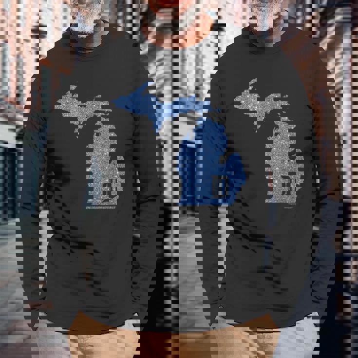 Detroit Michigan Shirt Motor City D Mitten T-Shirt Long Sleeve T-Shirt Gifts for Old Men