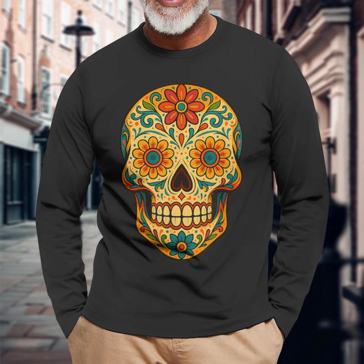 Dia De Los Muertos Crâne Enucre T-shirt à manches longues Cadeaux pour les vieillards