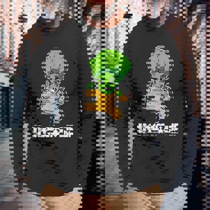 Divertente Kung Fu Karate Regalo Broccoli Brocco-Lee Maglietta a maniche lunghe Regalos para ancianos