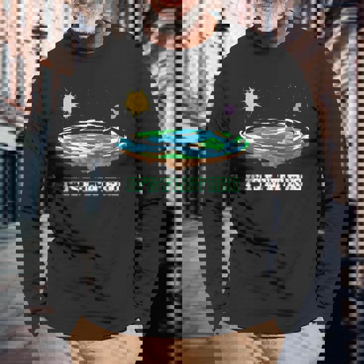 Flat Earth It's Flat Bro Conspiracy フラットアース 長袖Tシャツ 高齢者への贈り物