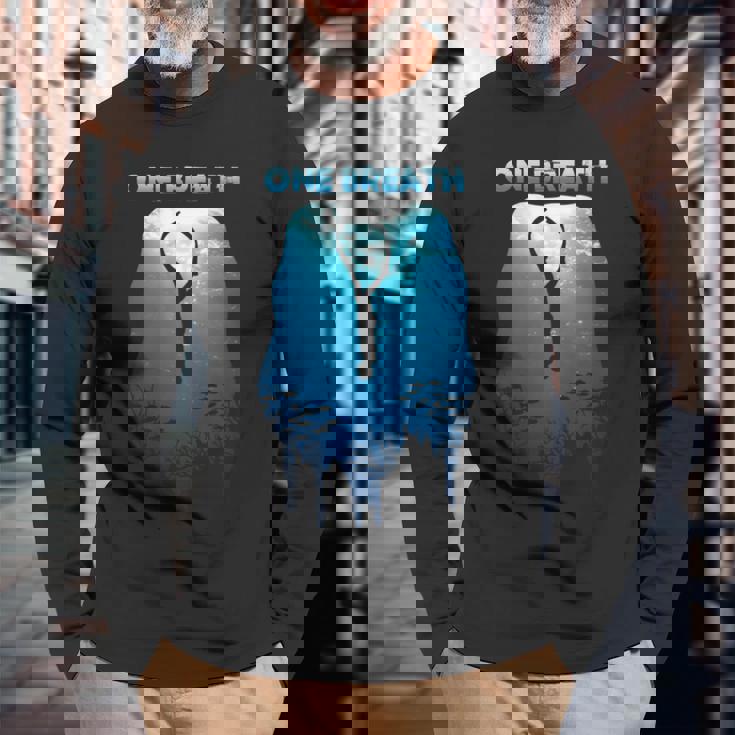 Freediving One Breath ダイビング Apnea オーシャンフリー ダイブシー 長袖tシャツ 長袖Tシャツ 高齢者への贈り物