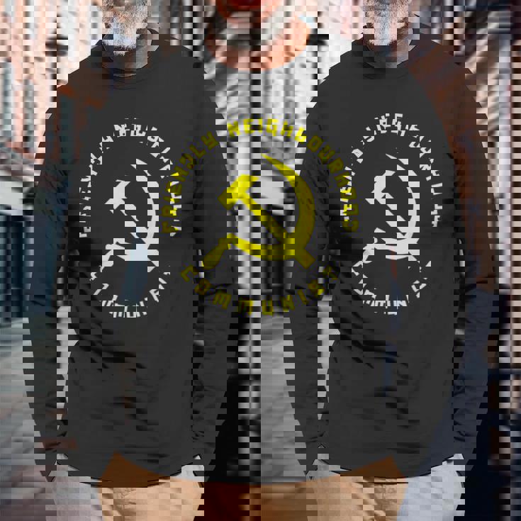 Friendly Neighbourhood Communist 面白い共産主義 長袖Tシャツ 高齢者への贈り物