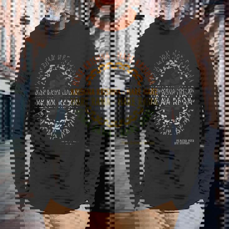 Hare Krishna シャツ スピリチュアル ハレ クリシュナ マントラ 長袖Tシャツ 高齢者への贈り物