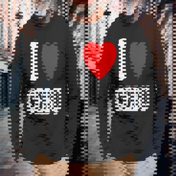 I Heart 愛 セブ 旅行 バケーション ツーリズム フィリピン 長袖Tシャツ 高齢者への贈り物