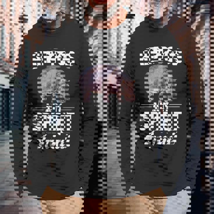 Hippos Are Mypirit アニマルシャツ – Hippos Lover 長袖Tシャツ 高齢者への贈り物